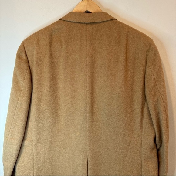 DAKS London New York Camel Sport Coat Jacket Blazer Leather Accent Buttons 46R - Picture 10 of 10